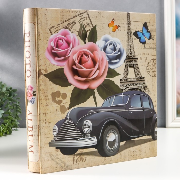 Фотоальбом на 500 фото 10х15 см Фотоальбом на 500 фото 10х15 см "Башня, автомобиль и цветы" в коробке МИКС 33,5х30х5,5 см