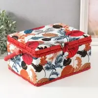 Шкатулка для рукоделия и шитья &laquo;Тропические листья&raquo;, хранение ниток, иголок, мелочи, 19&times;26&times;14.5 см