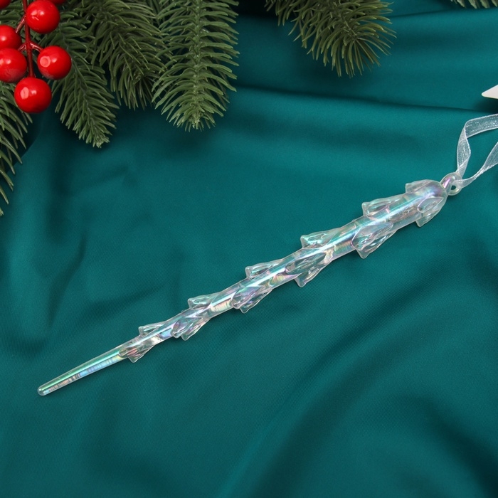 Ёлочная игрушка «Зимнее волшебство. Таящая сосулька» пластик, 19х1 см, прозрачный Ёлочная игрушка «Зимнее волшебство. Таящая сосулька» пластик, 19х1 см, прозрачный