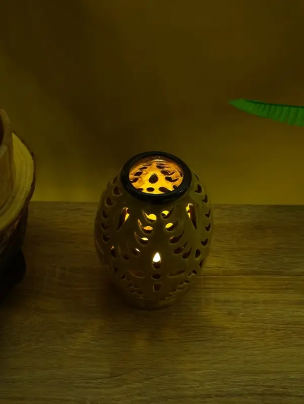 Подсвечник &laquo;Вазочка&raquo;, 9&times;9&times;12 см, керамика, горчичный