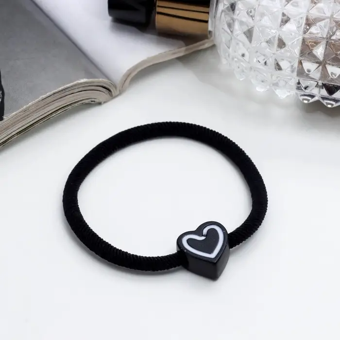 Резинка для волос «Алеста», сердце, 5 см, чёрный