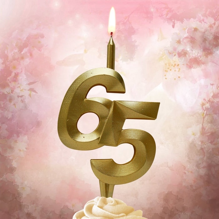Свеча в торт «Юбилейная», цифра 65, золотая Свеча в торт «Юбилейная», цифра 65, золотая