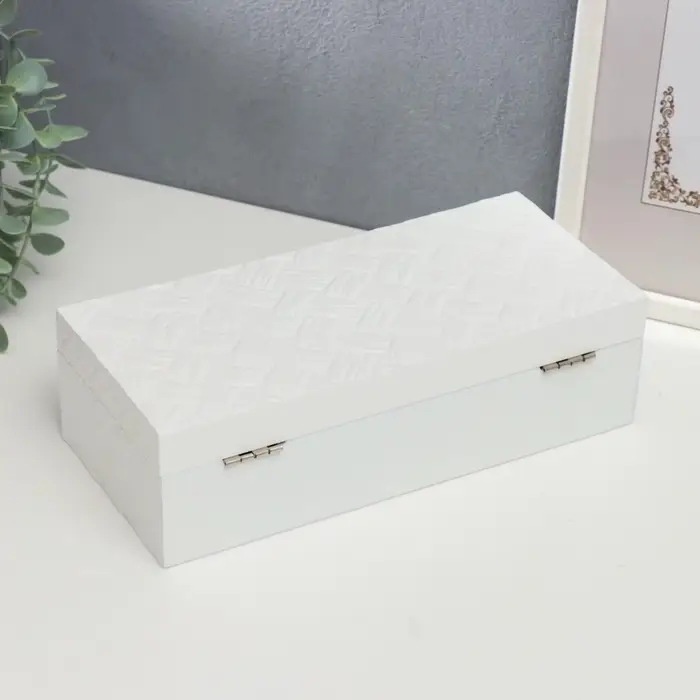 Шкатулка для украшений &laquo;Белое плетение&raquo;, дерево, 8&times;27&times;12.2 см