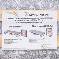 Раскладушка с матрасом взрослая "Анжелика", 190х80х27 см, нагрузка до 150 кг