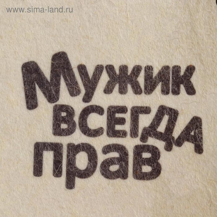 Шапка для бани  Шапка для бани "Мужик всегда прав" с принтом, белая