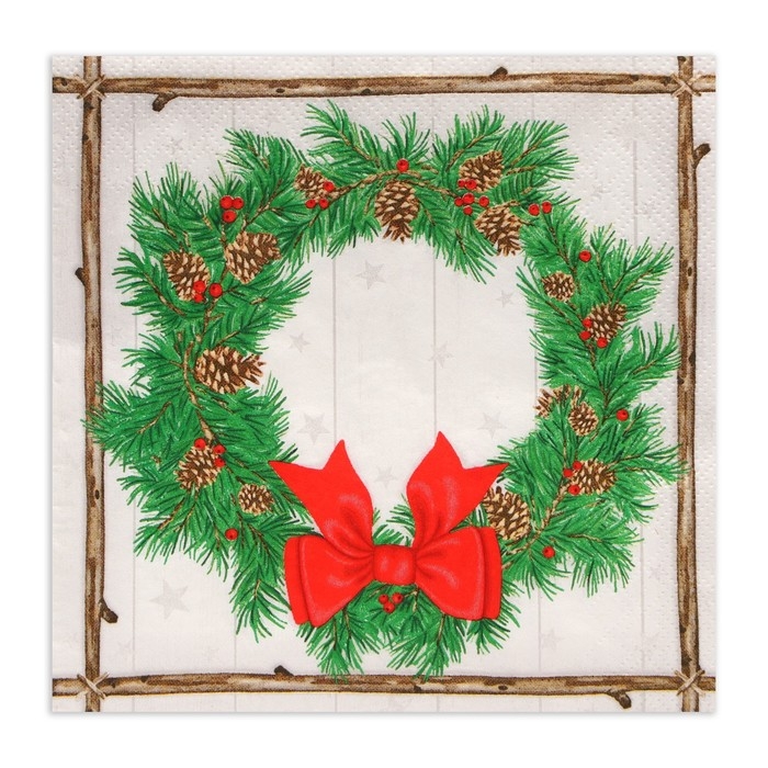 Новогодние салфетки бумажные Home Collection «Венок с шишками», 3 слоя, 33х33 см, 20 шт Новогодние салфетки бумажные Home Collection «Венок с шишками», 3 слоя, 33х33 см, 20 шт