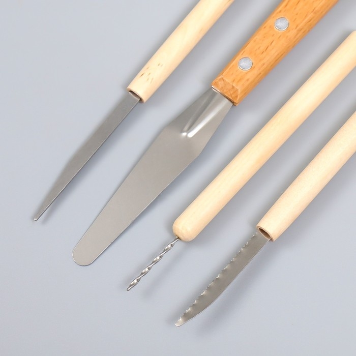 Инструменты для работы с глиной набор 4 шт дерево, металл h=12,5 13,5 17 и 17,5 см Инструменты для работы с глиной набор 4 шт дерево, металл h=12,5 13,5 17 и 17,5 см