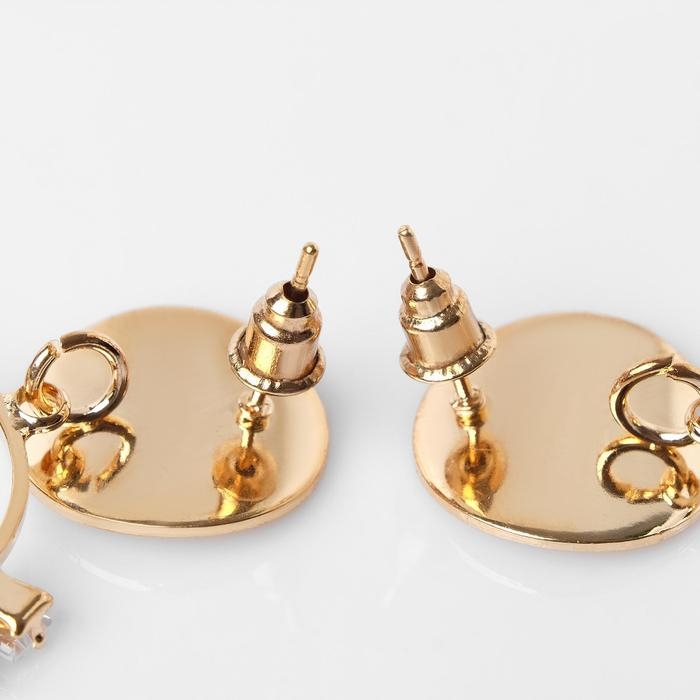 Серьги со стразами «Вспышка» круг, цвет белый в золоте Серьги со стразами «Вспышка» круг, цвет белый в золоте