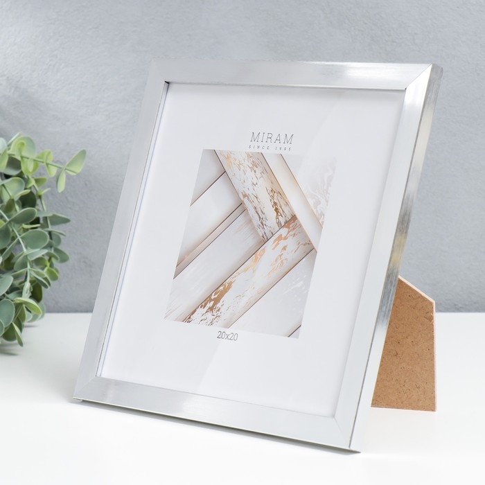 Фоторамка пластик Фоторамка пластик "МИРАМ" 20х20 см серебро (пластиковый экран)
