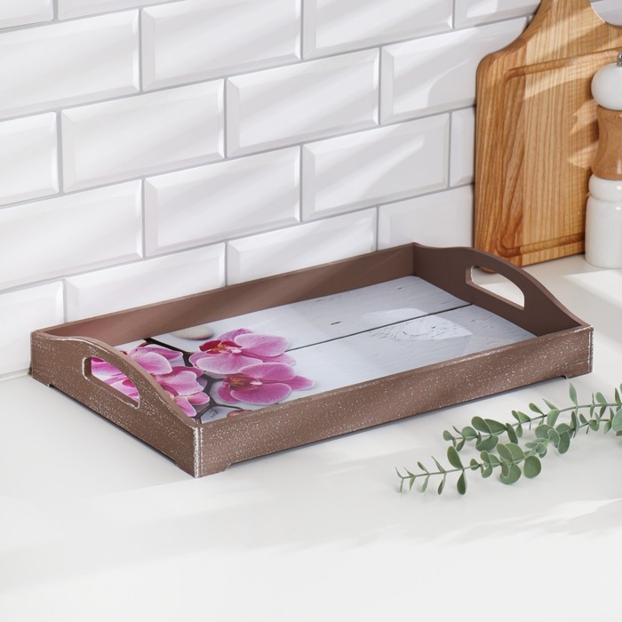 Поднос деревянный для завтрака Поднос деревянный для завтрака "Орхидея" 43х27,5х7 см