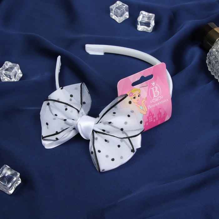 Ободок для волос  Ободок для волос "Бантик крошка" нежность горох, 10х1 см, чёрно-белый