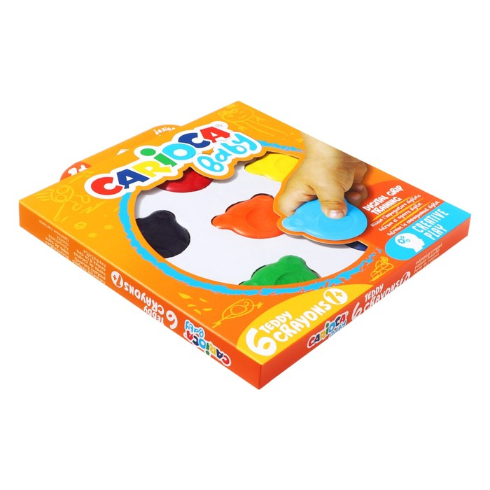 Мелки восковые 6 цветов, Carioca Мелки восковые 6 цветов, Carioca "Baby", фигурные, для малышей