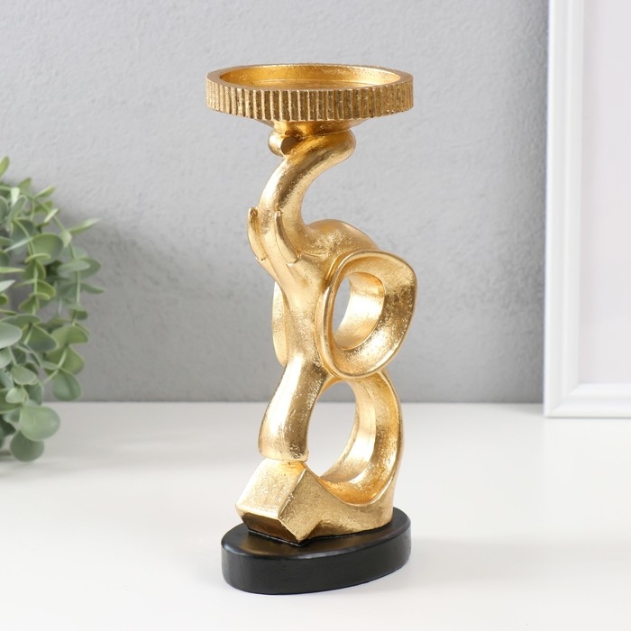 Подсвечник полистоун на 1 свечу "Абстракция. Слон" золото 10,9х9,5х23,8 см