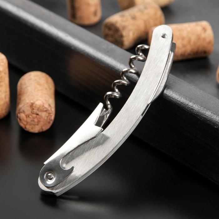 Штопор для вина складной Доляна Steel, 11 см, цвет серебристый Штопор для вина складной Доляна Steel, 11 см, цвет серебристый