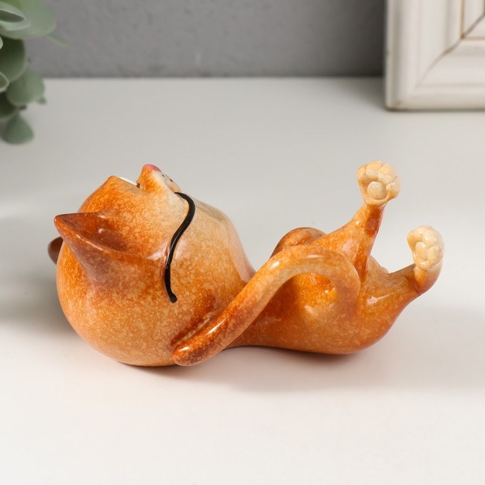 Сувенир полистоун лак Сувенир полистоун лак "Котик играет с компьютерной мышкой" 12х8,5х6,8 см