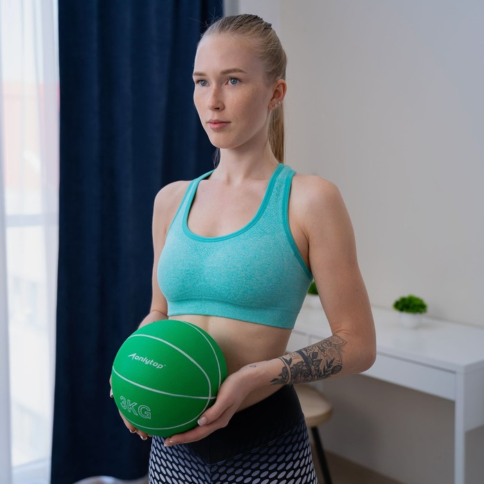 Медицинбол ONLYTOP, 3 кг, цвет зелёный Медицинбол ONLYTOP, 3 кг, цвет зелёный