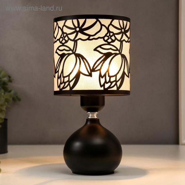 Лампа настольная  "Лотосы" E27 40Вт черный 14х14х28 см RISALUX
