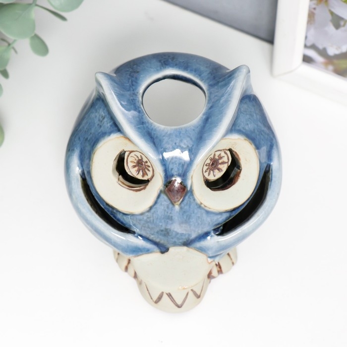 Подсвечник керамика на 1 свечу "Синий филин" МИКС 10х10х10 см