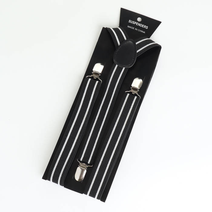 Подтяжки взрослые, ширина 2,5 см, цвет чёрный/белый Подтяжки взрослые, ширина 2,5 см, цвет чёрный/белый