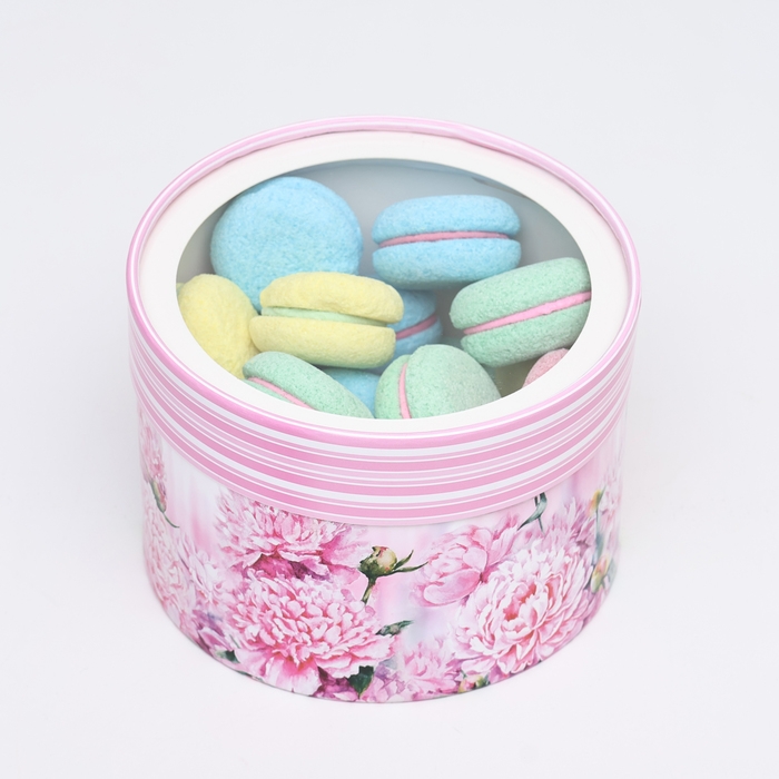 Коробка для макарун тубус с окном Коробка для макарун тубус с окном " Цветочный рай " 16 х 16 х 9 см