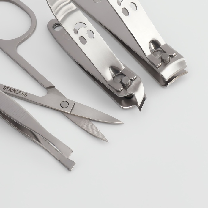 Набор маникюрный «Люси», 10 предметов, кожзам-чехол, цвет серый Набор маникюрный «Люси», 10 предметов, кожзам-чехол, цвет серый