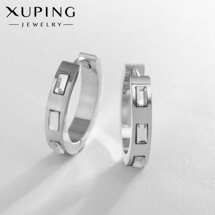 Серьги-кольца XUPING сияние, цвет серебро, d=2 см Серьги-кольца XUPING сияние, цвет серебро, d=2 см