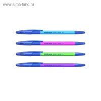 Набор ручек шариковых 4 штуки ErichKrause R-301 Neon Stick & Grip, узел 0.7 мм, чернила синие, резиновый упор, длина линии письма 1000 метров, европодвес