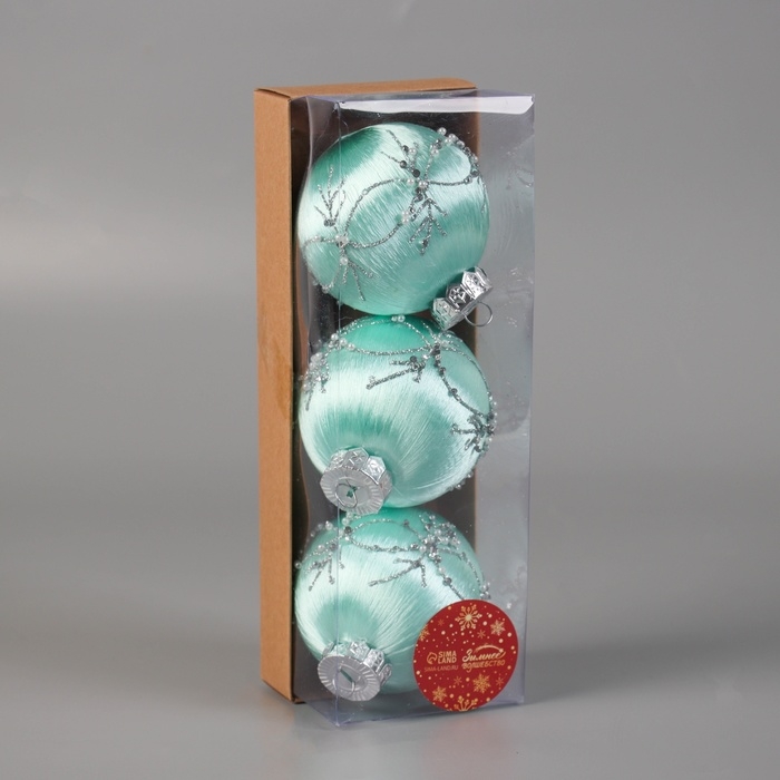 Набор шаров пластик d-8 см, 3 шт Набор шаров пластик d-8 см, 3 шт "Хайдвин" нежность, зелёный