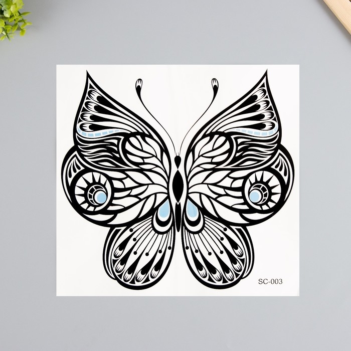 Татуировка на тело черная Татуировка на тело черная "Бабочка" 38х24 см