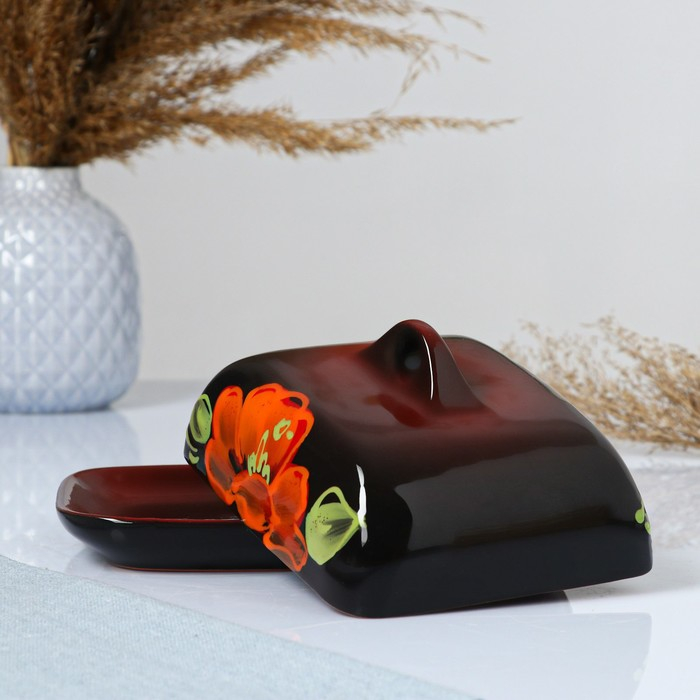 Масленка  Масленка "Псковская" 18х14х8см, мак на черном