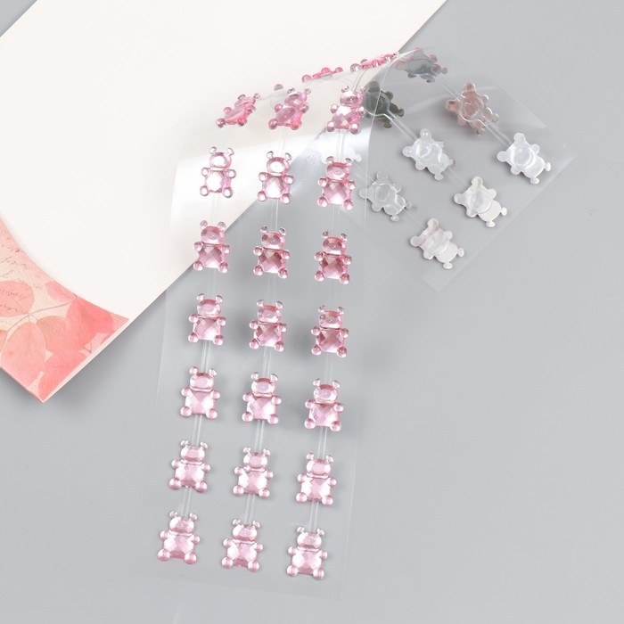 Наклейка пластик стразы Наклейка пластик стразы "Медведи" 6,9х31,2 см