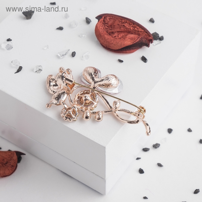 Брошь «Бабочка» бесконечность, цветная в розовом золоте