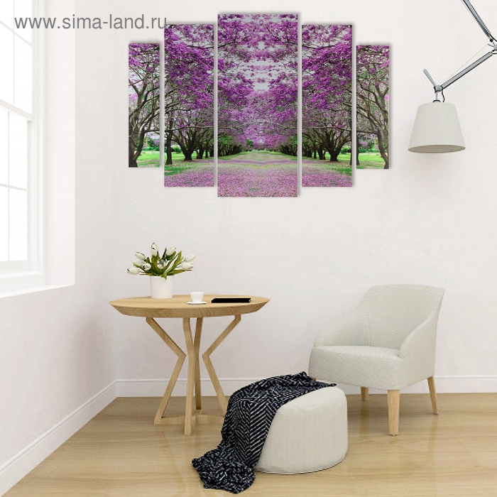 Картина модульная на подрамнике  Картина модульная на подрамнике "Сакуровый сад" 2-14х53, 2-21х69,5 1-34х79; 80х118 см