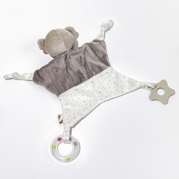 Комфортер - игрушка «Серый мишка», погремушка, прорезыватель, цвет серый, Крошка Я