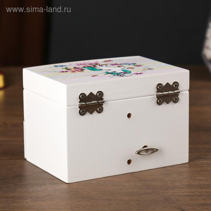 Шкатулка дерево комод 1 ящик музыкальная  Шкатулка дерево комод 1 ящик музыкальная "Единорог с подсолнухами" 9х10х13 см