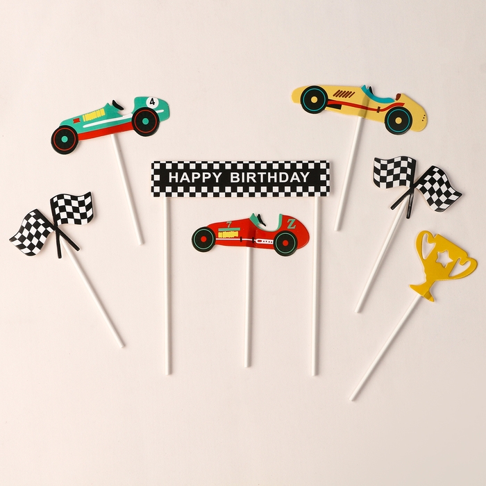 Набор топперов «С днём рождения» победитель, набор 7 шт. Набор топперов «С днём рождения» победитель, набор 7 шт.