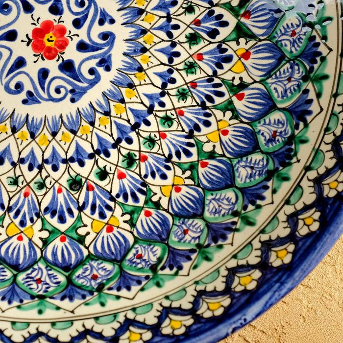 Ляган Риштанская Керамика  Ляган Риштанская Керамика "Узоры", 33 см, синий, глубокий