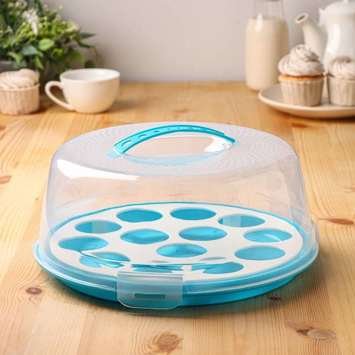 Тортовница с крышкой Доляна, съёмная подставка для пирожных, 13 ячеек, d=28 см, цвет МИКС Тортовница с крышкой Доляна, съёмная подставка для пирожных, 13 ячеек, d=28 см, цвет МИКС