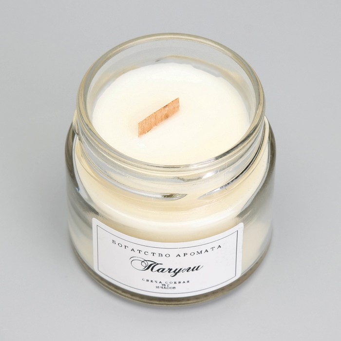Свеча ароматическая из соевого воска в банке, 75 г, пачули