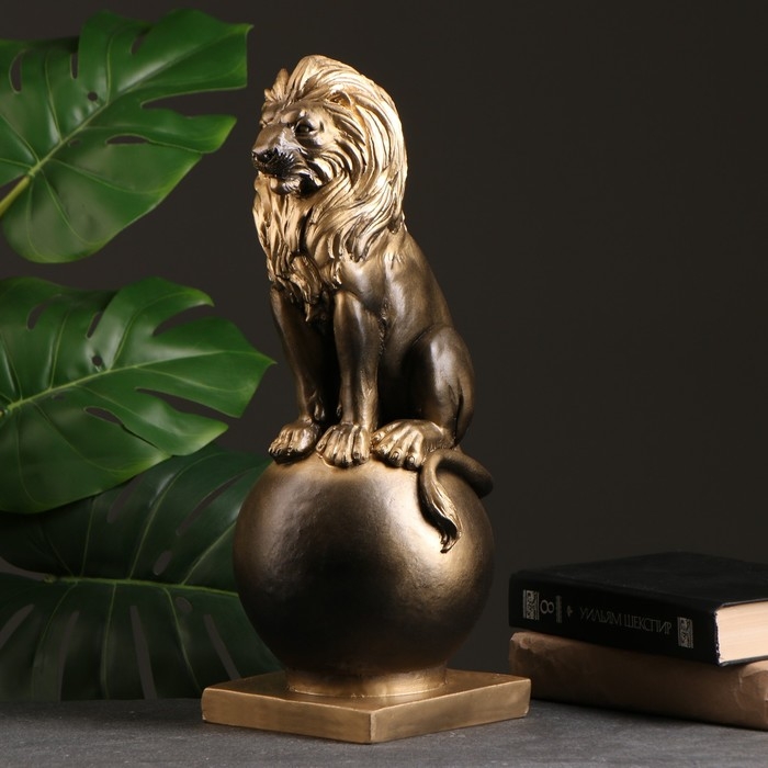 Копилка Копилка "Лев на шаре малый" черное золото, 42х17х16см