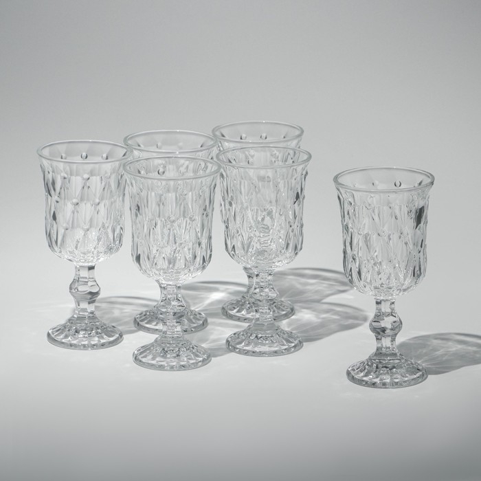 Набор фужеров «Афродита», стеклянный, d=8 см, h=16 см, 210 мл, 6 шт Набор фужеров «Афродита», стеклянный, d=8 см, h=16 см, 210 мл, 6 шт