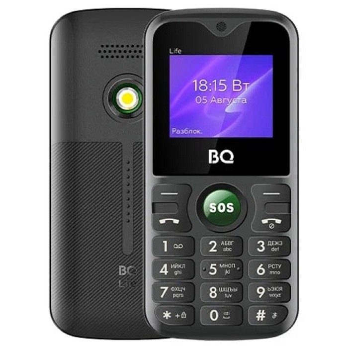 Сотовый телефон BQ M-1853 Life, 1.77 Сотовый телефон BQ M-1853 Life, 1.77", 2 sim, 32Мб, microSD, 600 мАч, фонарик, черно-зеленый