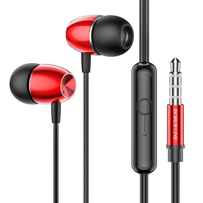 Наушники Borofone BM57 Platinum, вакуумные, микрофон, Jack 3.5 мм, кабель 1.2 м, красные Наушники Borofone BM57 Platinum, вакуумные, микрофон, Jack 3.5 мм, кабель 1.2 м, красные