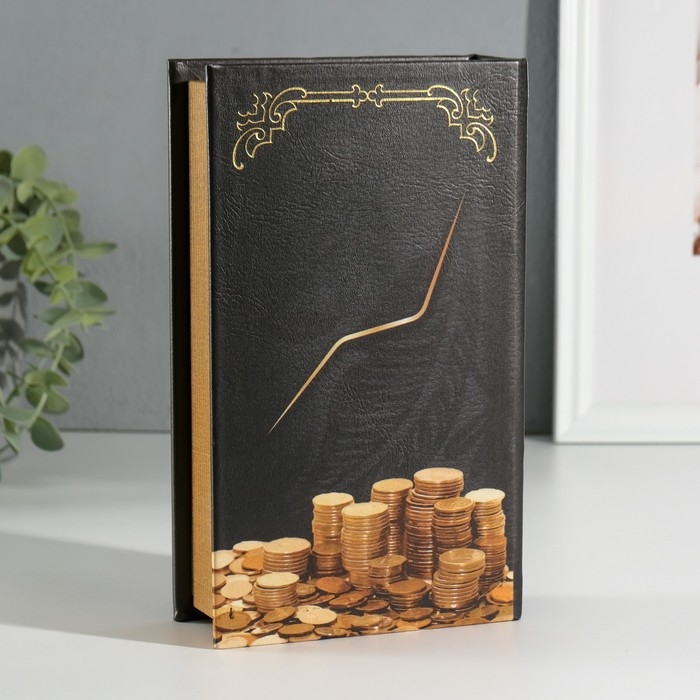 Сейф-книга дерево кожзам  Сейф-книга дерево кожзам "Для прироста финансов" 3D тиснение 21х13х5 см