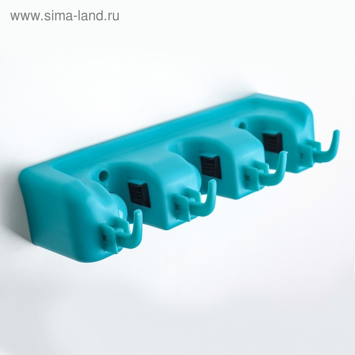 Держатель для уборочного инвентаря с крючками, 26×6×9 см, цвет МИКС Держатель для уборочного инвентаря с крючками, 26×6×9 см, цвет МИКС