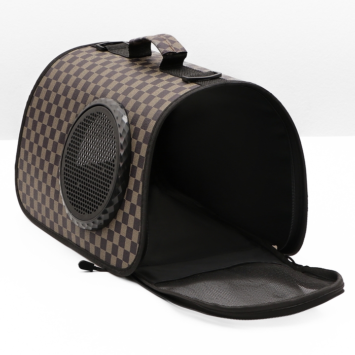 Сумка-переноска для животных с окном  Сумка-переноска для животных с окном "Клетка", коричневая, 40 х 26 х 26 см