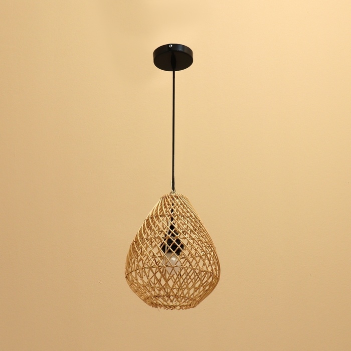 Светильник потолочный из ротанга Светильник потолочный из ротанга "Капля" 1х120Вт, Е27, 22х22х26 см