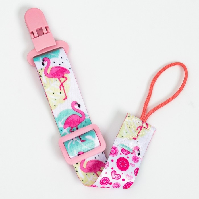 Держатель для соски - пустышки «Фламинго», на ленте Держатель для соски - пустышки «Фламинго», на ленте