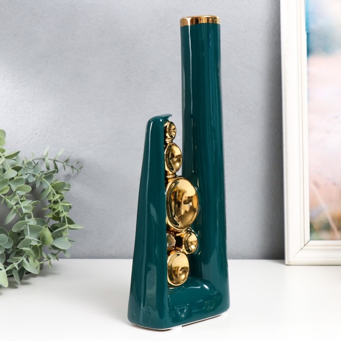 Сувенир керамика  Сувенир керамика "Пузыри" зелёный с золотом 6х12х30 см