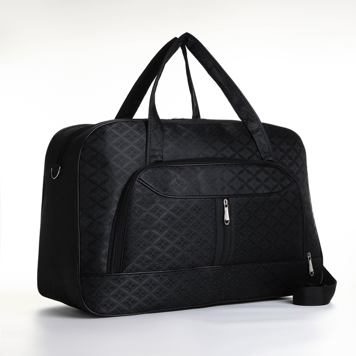 Сумка дорожная на молнии, наружный карман, длинный ремень, цвет чёрный Сумка дорожная на молнии, наружный карман, длинный ремень, цвет чёрный